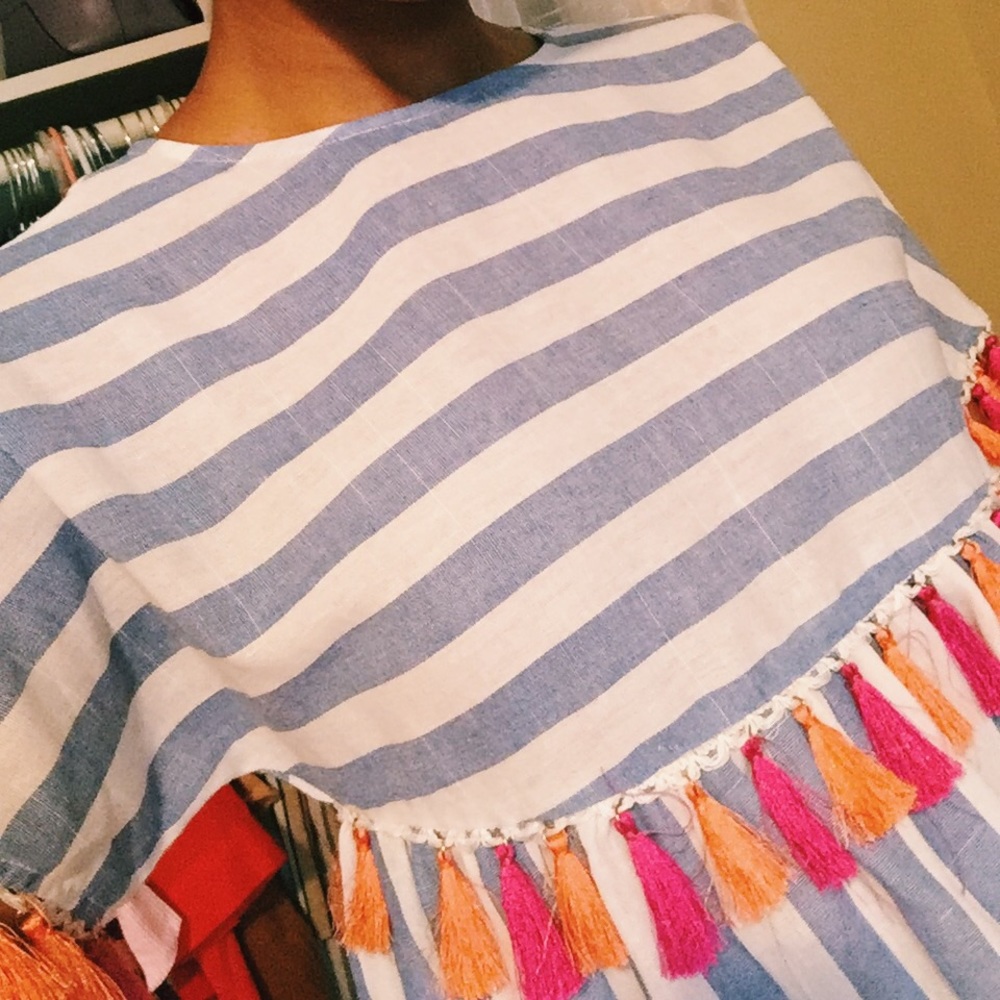 ✨Tassel Trim Stripe Blouse✨